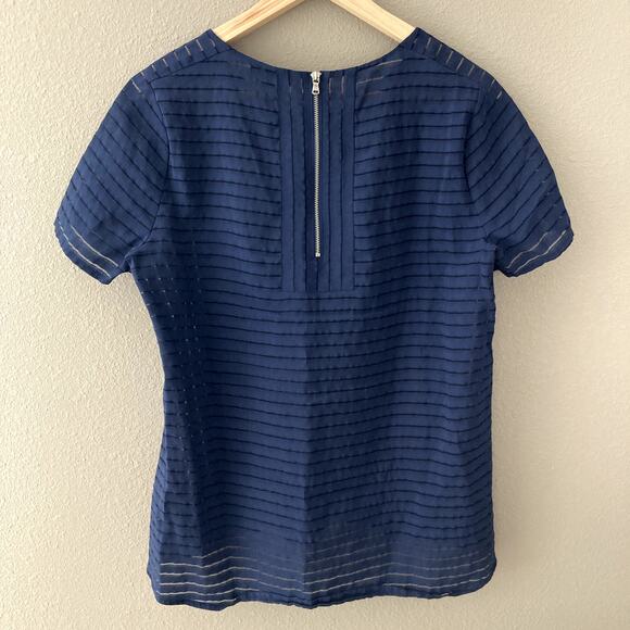 J. Crew Shadow Stripe Top - Semi Sheer - Navy Blue - 6 - Picture 3 of 8